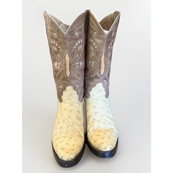 El Padrino Western Full Quill Ostrich Cowboy Boots Size 13 US Light Brown Upper